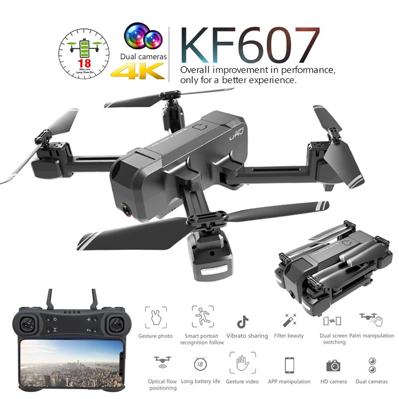 

KF607 Profissional GPS Quadcopter With Wifi FPV 1080P 4K HD Dual Camera Optical Flow Selfie Drone Foldable Mini Dron Helicopter