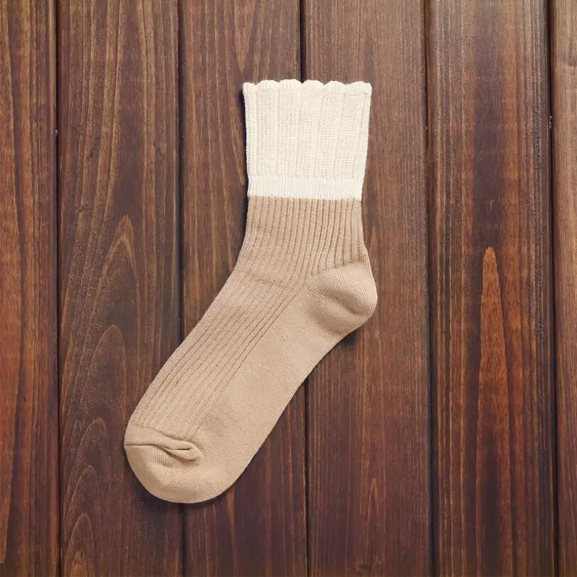 Women Solid Cotton Socks Girls Turned Cuff Socks Winter Socks Ribbed Ivory Ankle Socks Grey Crew Sock Black Red Sock 5 pairs/lot