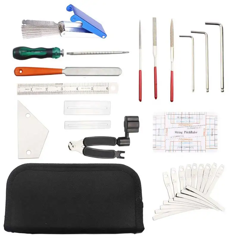 

Guitar Repair and Maintenance Organizer Action Ruler Caliper Tool Kit String Measuring Tool Hex Key Set File Fin