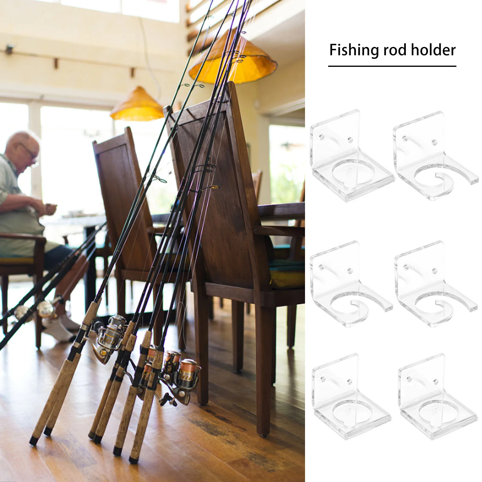 

3 Pairs/ Fishing Rod Holder Professional Fishing Pole Rack Transparent Acrylic Fishing Rod Support Stand For Fishing Accessories