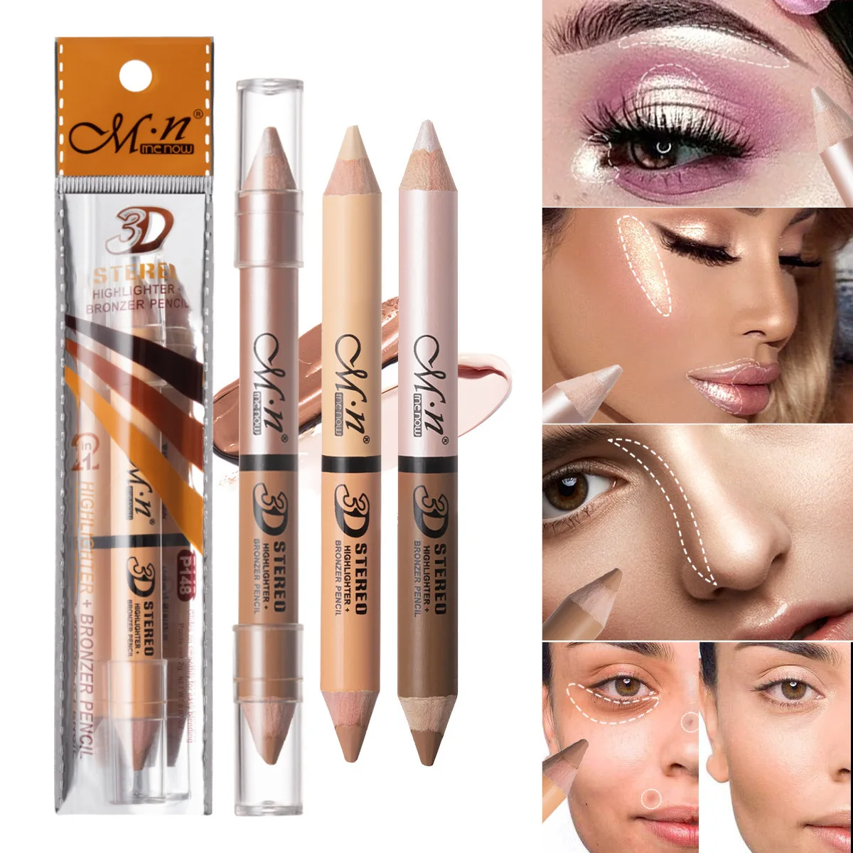 

Dual-head Concealer Pen Pencil Wooden Made Handle Soft Face Cream Contour Brighten Concealer Pen Cosmetics Women Beauty