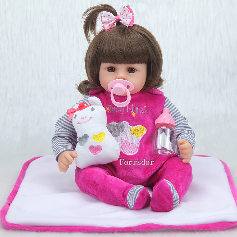 18''charm reborn baby Bonecas реалистичное детское платье с бантом силиконовая кукла
