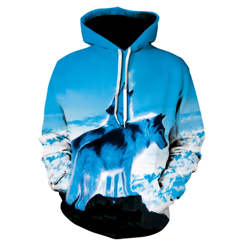 Новый 3D печатных худи с изображением волка для мужчин и женщин пару моделей сезон