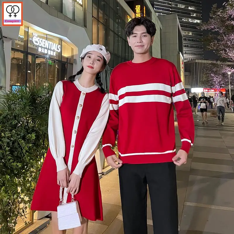 

Подходящая одежда для пары, женские и мужские свитеры с высоким воротником в стиле бойфренда на Рождество, День святого Валентина