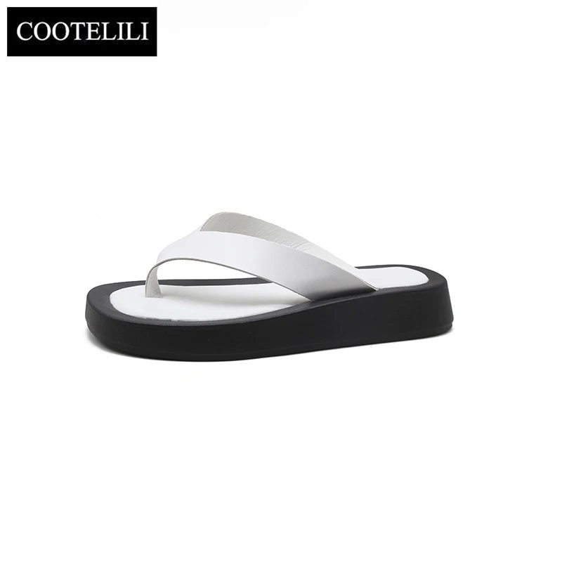 

COOTELILI Women Summer Slippers 3cm Heel Fashion Flats Shoes 2021 New Fashion Slippers Non-slip Flats Flip Flops Flat 35-40