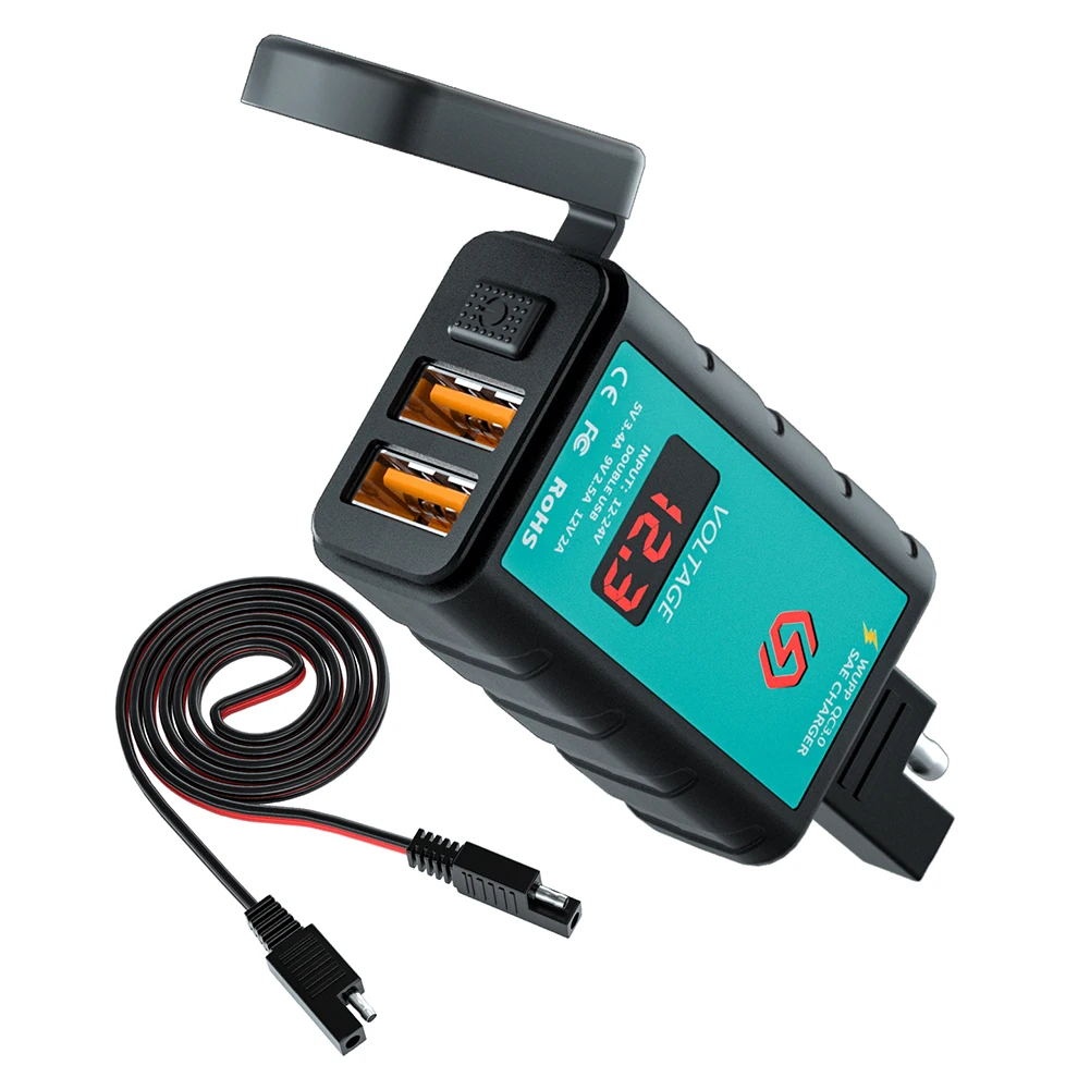 

ZH-1422A2 Motorcycle Charging Device Dual USB Type-C Motorcycle Charger Waterproof Adapter Motorbike Power Supply Socket