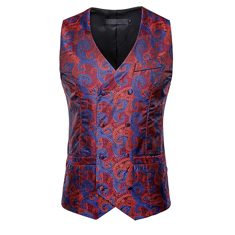 

Top Grade Men's Paisley Suit Vest 2019 Double Breasted Gentlemen Waistcoat Men Party Banquet Tuxedo Chaleco Hombre Gilet Homme