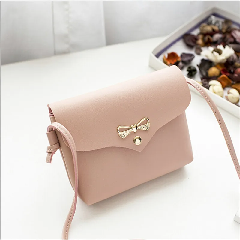 

Simple Stylish Women Shoulder Bags PU Leather Small Bowknot Designer Ladies Handbag Fashion Flap Female Crossbody Bag