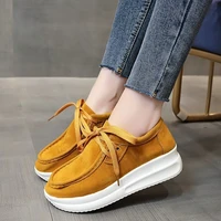 spring platform sneakers suede women shoes lace up slip on chunky womens flat shoes thick sole creepers platform shoes ladies