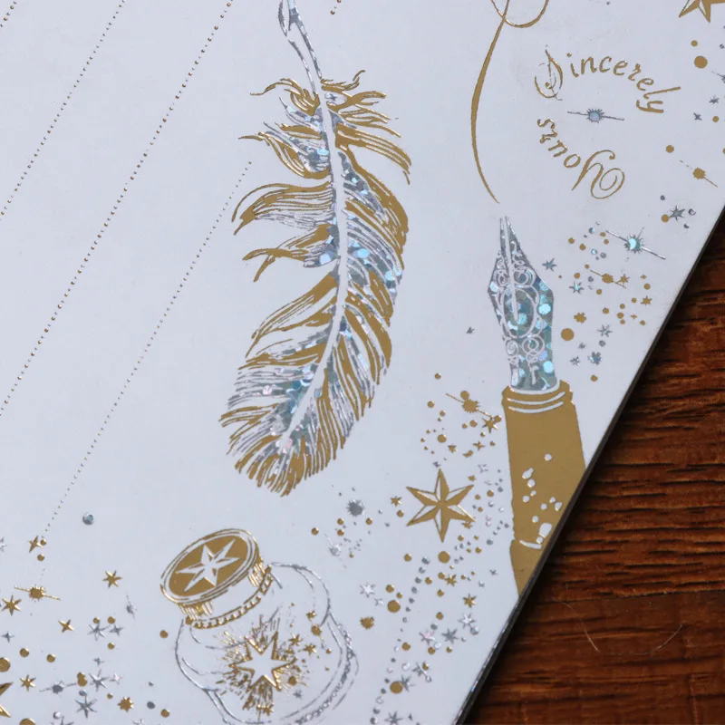 8 шт. золотистые тисненые перья для письма | Канцтовары офиса и дома