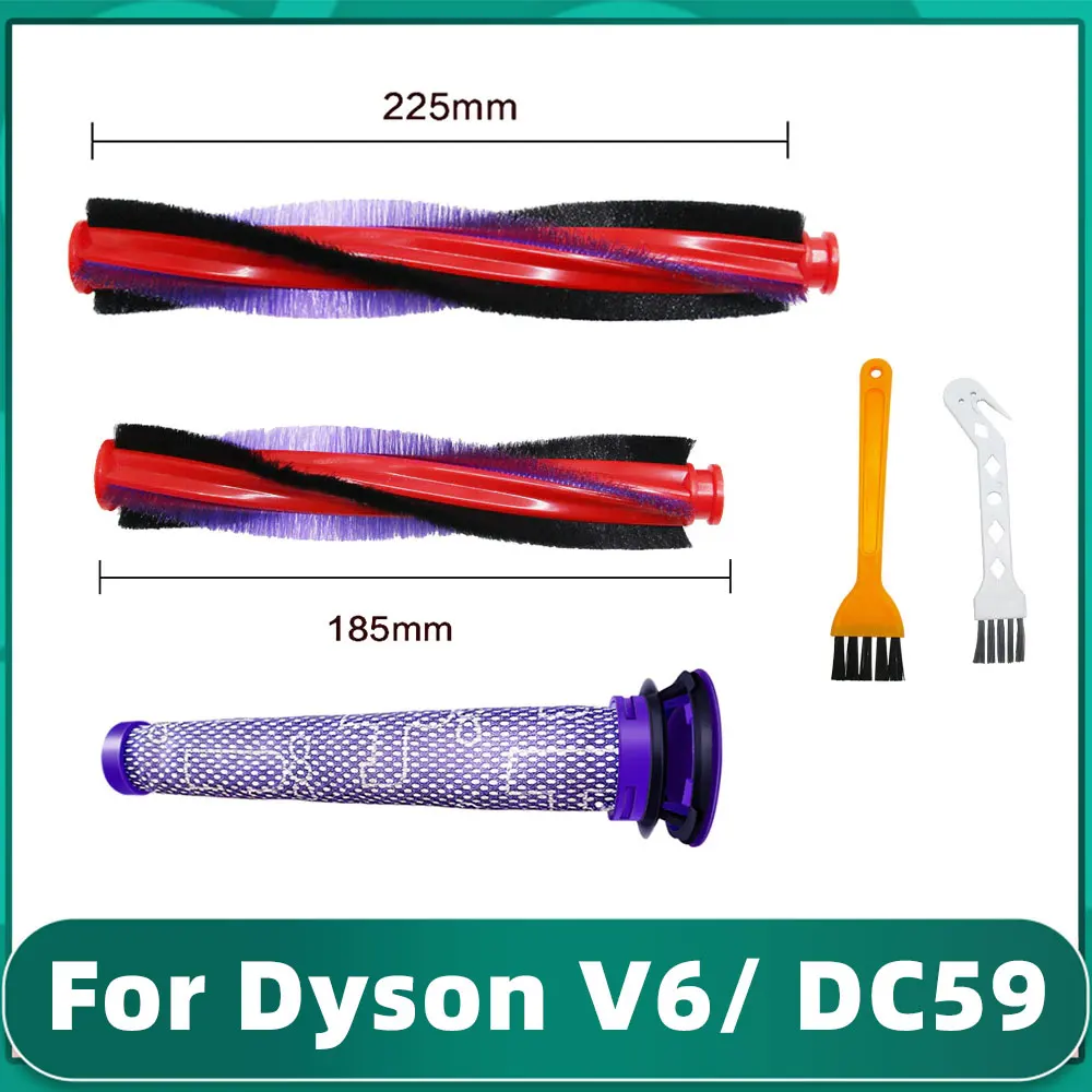 Dyson V6 Animal Fluffy DC59 DC62 SV03 SV073 Cordless Vacuum Cleaner Bristle Roller Brush Bar Pre-Filter Replacement Spare Parts