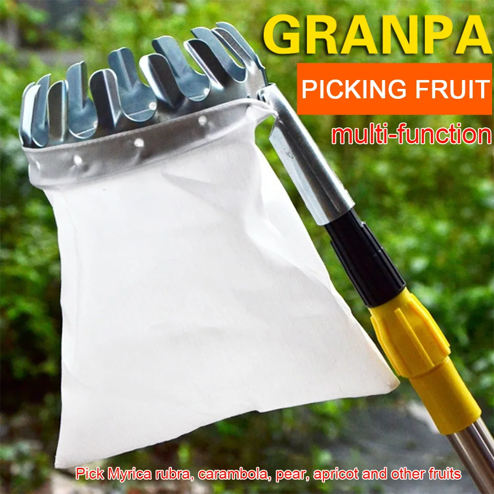 

Fruit Picker With Head Basket Collector Bags Portable Harvest Picking Catcher For Citrus Pear Peach Garden Farm Tool Silver
