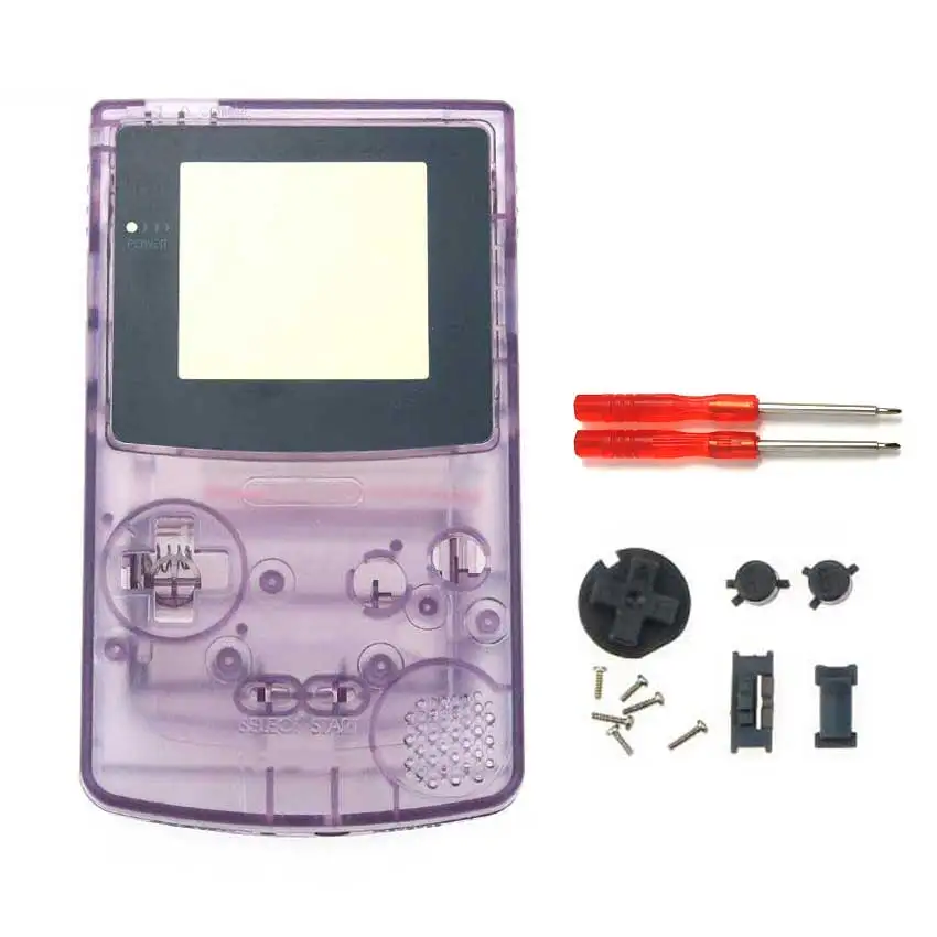 YuXi полный корпус оболочка Крышка запасная часть для nintendo для Gameboy цвет консоль GBC чехол с инструментами - Цвет: Clear Purple