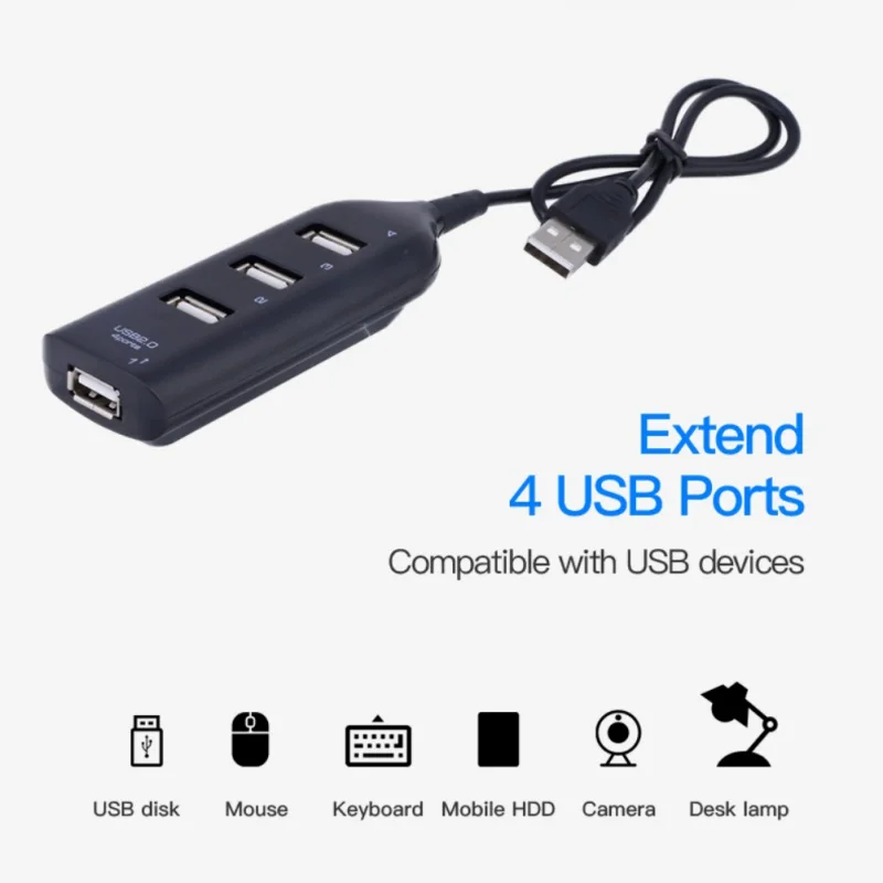Universal 4 Ports Micro Mini USB 2.0 HUB Splitter Adapter For Laptop PC Notebook Receiver Computer Peripherals Accessories | Компьютеры и