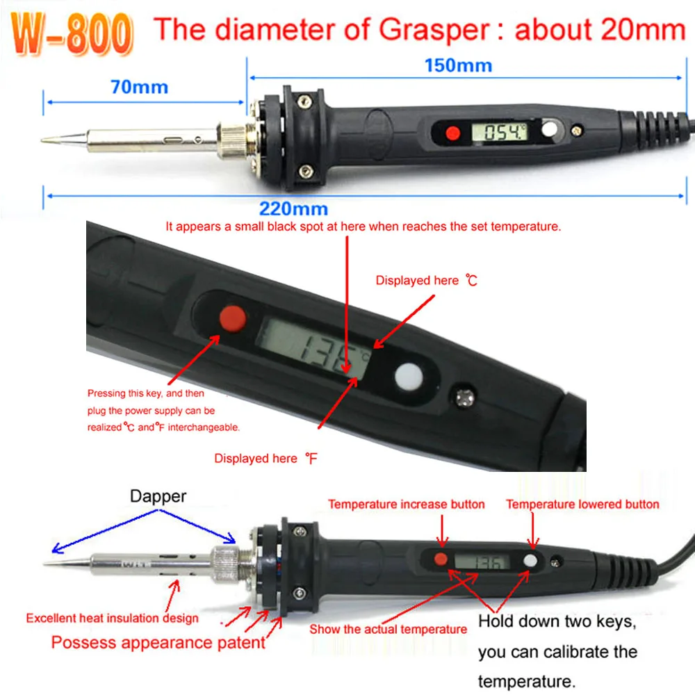 Паяльник WiTiXX W800 Электрический 110 ~ 220 В|adjustable temperature|electric soldering ironsoldering iron |