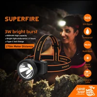 superfire hl55 super bright headlamp type c usb rechargeable built in battery 4 modes lighting for camping fishing head lamp
