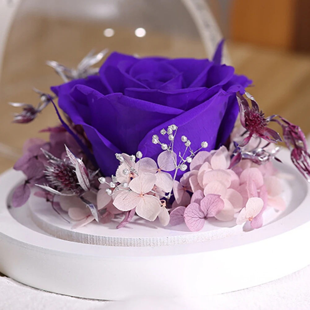 Сохраненный цветок розы стеклянный купол крышка орнамент вечерние Свадебные