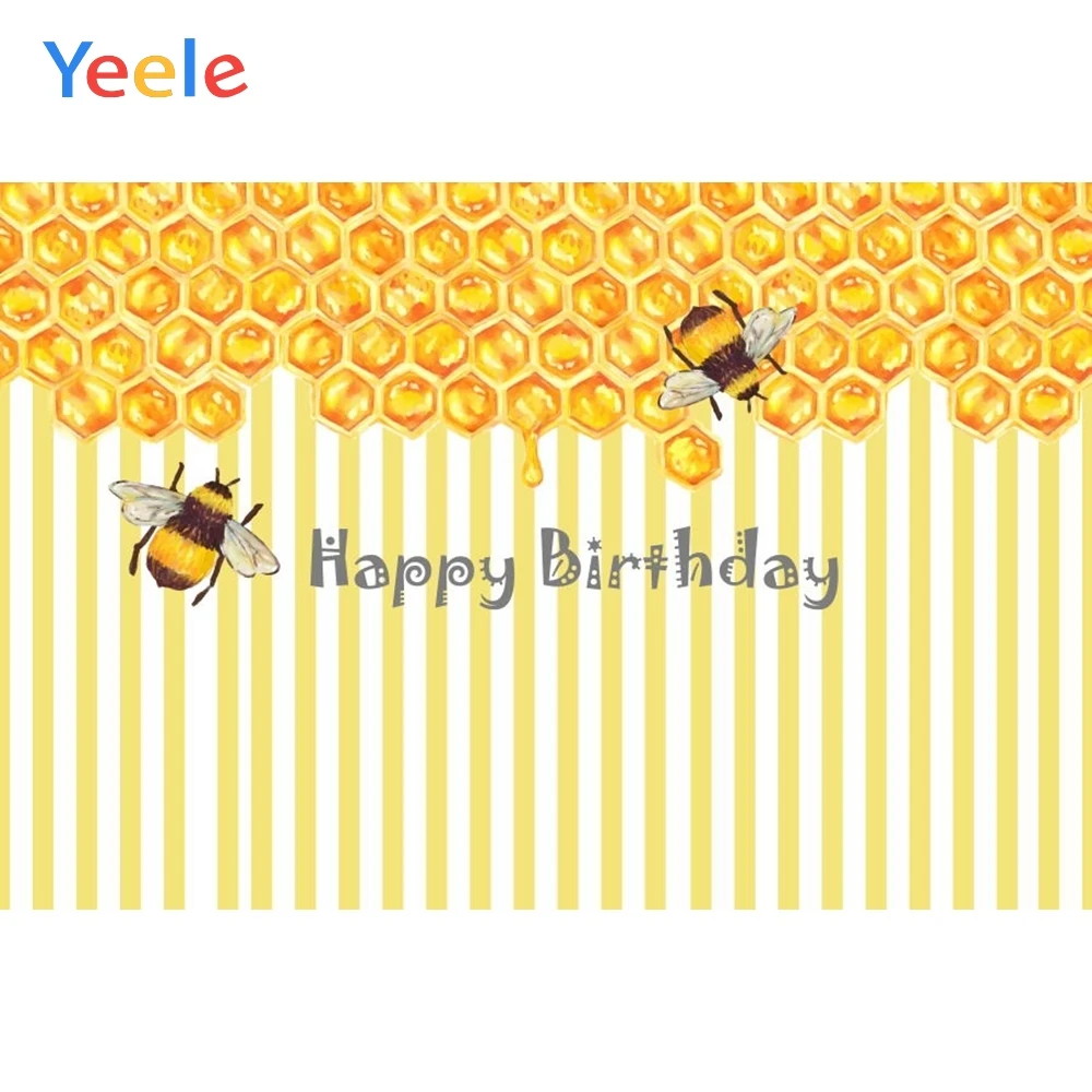 Yeele Newborn Baby Shower Boy Girl Birthday Party Photo Background Flower Honey Bee Yellow Photography Backdrop for Studio | Электроника