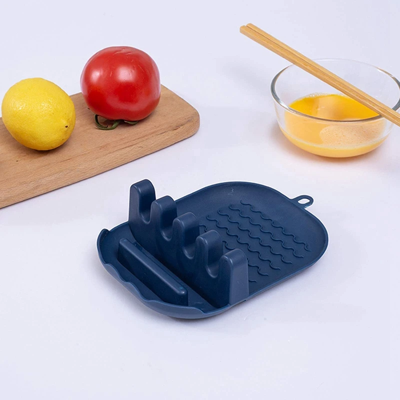 

Silicone Utensil Rest With, Spoon Rest Lid Holder, Spoon Rack Cover Strainer Pad Kitchen Stand Containers