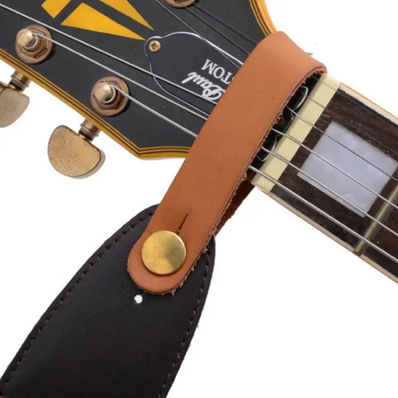 Черный кожаный держатель для гитарного Ремешка Кнопка безопасный замок