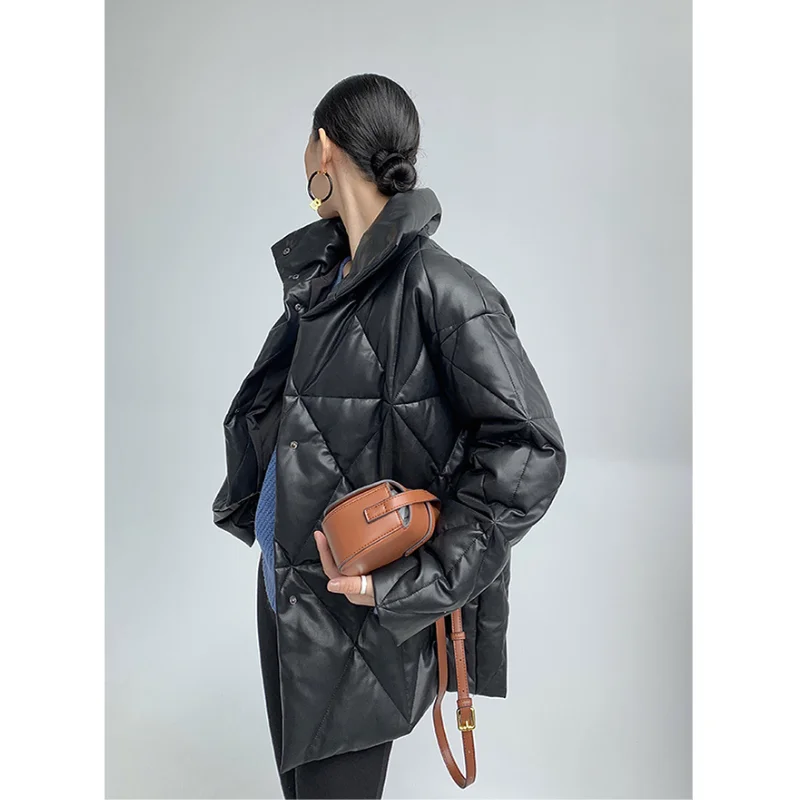 LUXUV Women's White Duck Down Winter Puffer Clothes Outerwear Parka Quilted Padded Office Warm Coats Cotton Lightweight  Branded