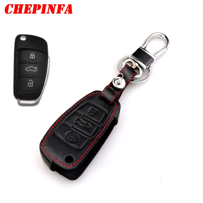 CHEPINFA кожаный чехол для автомобильного ключа Audi A1 A2 A3 A5 A6 A4L A6L Q3 Q5 Q7 TT Q8 A8 Q5L A7 A8L RS3 S5678