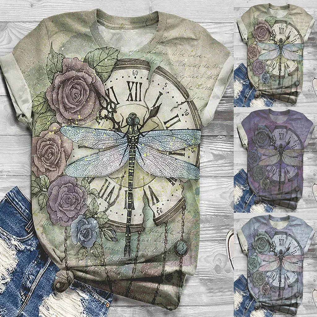 Женская футболка Топы с графическим принтом топы для женщин короткий рукав 3d