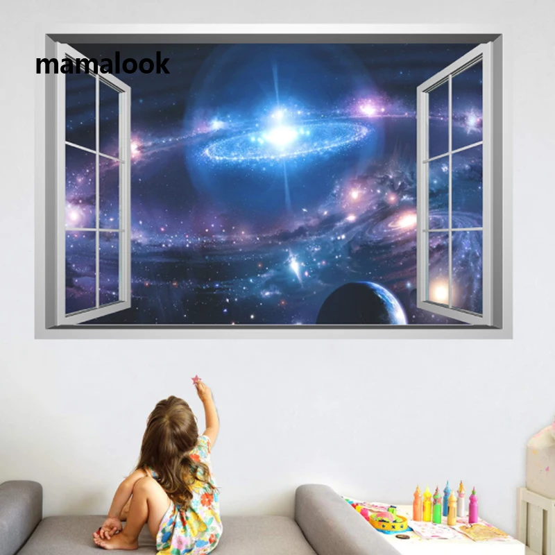 

Blue Starry Sky Planet Wall Stickers Living Room Bedroom Children's Room Decoration Stickers