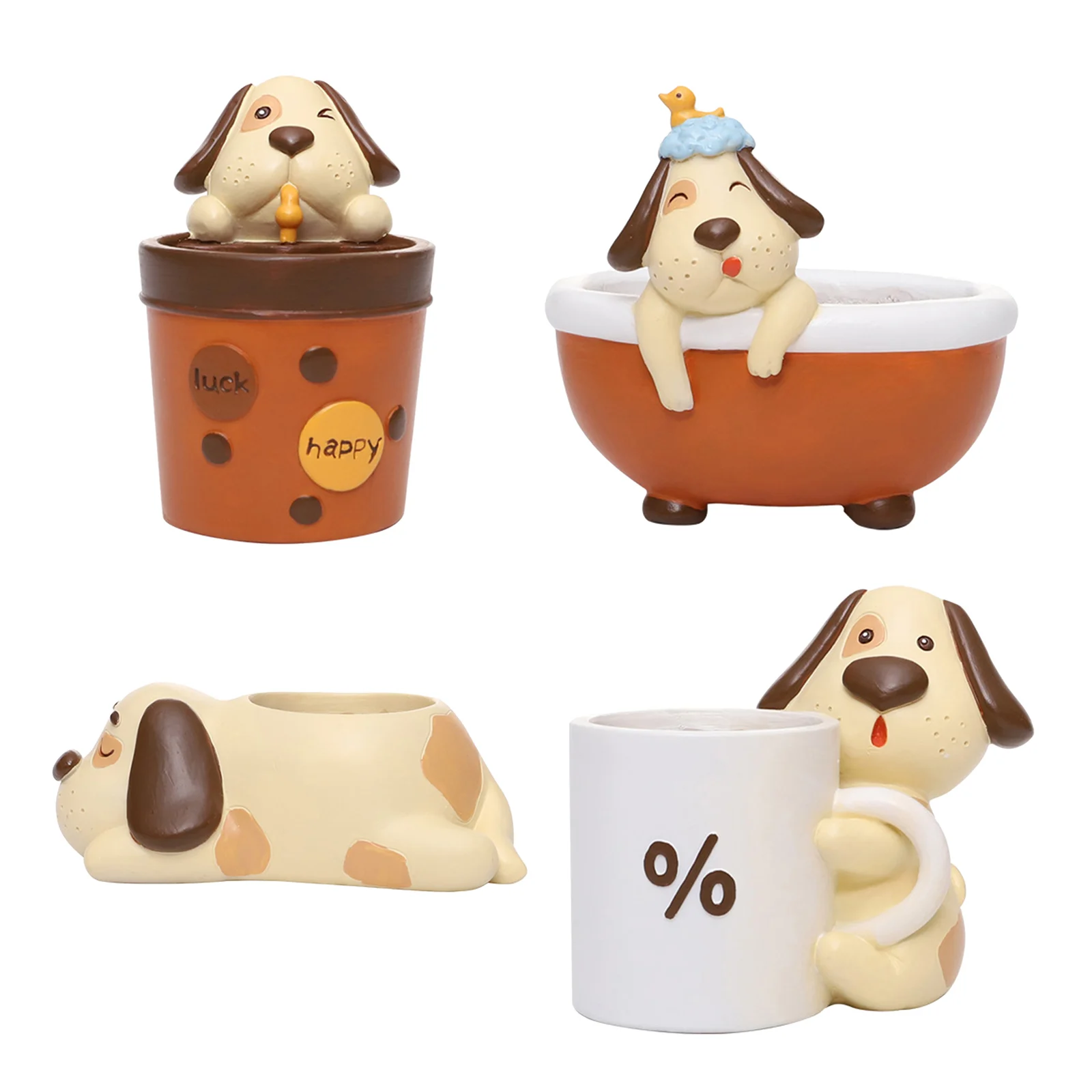 

Decor Container Desktop Decor Dog Style & Hole Cute Dog Ornament Gift Resin
