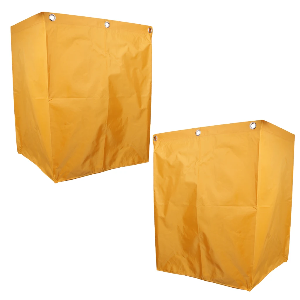 

2pcs Oxford Waterproof Janitorial Cleaning Cart Bag Storage Bags Yellow