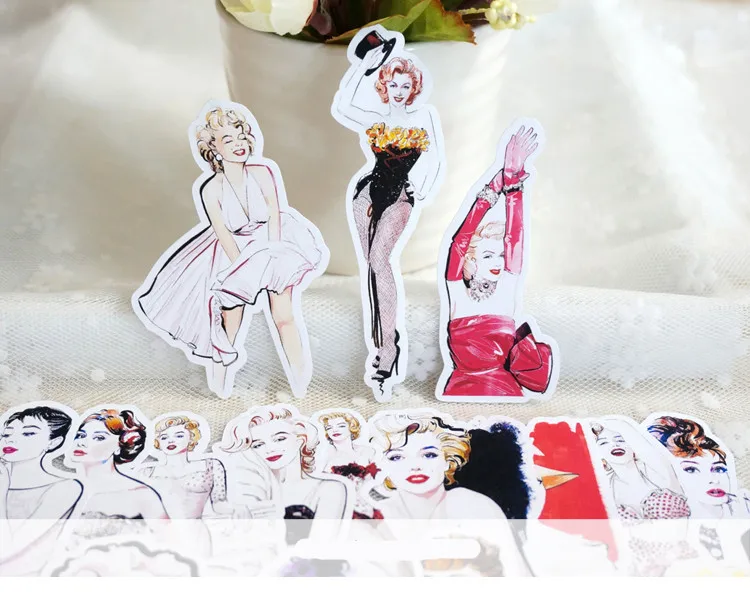 

18PCS Monroe Hepburn Paper Sticker Decoration DIY Ablum Diary Scrapbooking Label Sticker Cute Stationery
