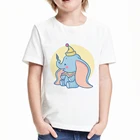 Футболка для мальчиков слон Дамбо топ с мультяшным принтом Harajuku Модная Белая Летняя кавайная футболка с коротким рукавом для маленьких девочек детская одежда