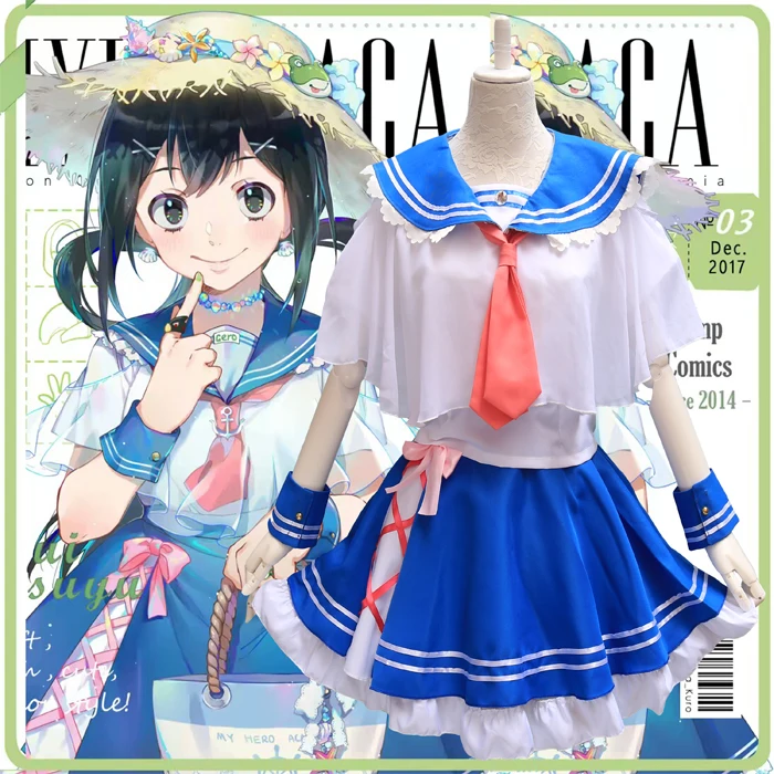 

Japan Cartoon My Hero Academia Cosplay Costume Cos Asui Tsuyu Daily Use Sailor Suit Sweet Lady Dress