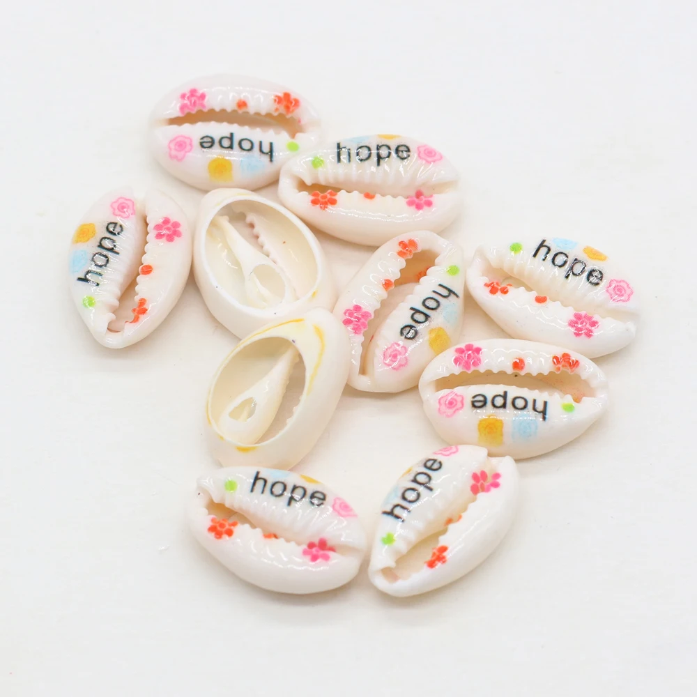 

10pc/lot Natural Shell Beads Charms Colorful printing Cowry Spacer Beads for Jewelry Diy Necklace Bracelet Accessory