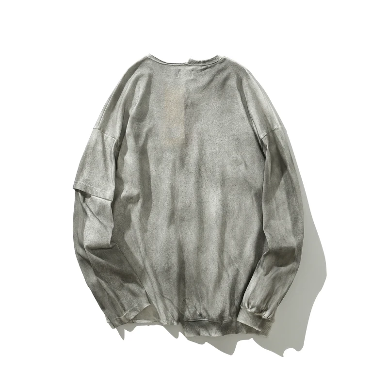 Хип Хоп Уличная Мужская футболка нерегулярные лоскутные Длинные рукава оверсайз