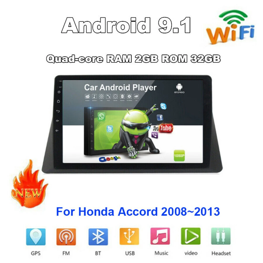 2G+ 32G 2 Din Android 9,1 Автомобильный мультимедийный MP5 плеер gps навигация радио для Honda Accord 2008-2013 Авто Стерео Bluetooth Камера