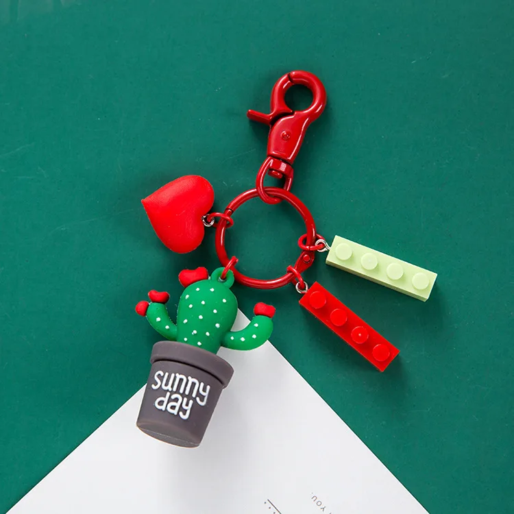 Новый 3D милый имитация зеленого растения Кактус в горшках брелок для женщин