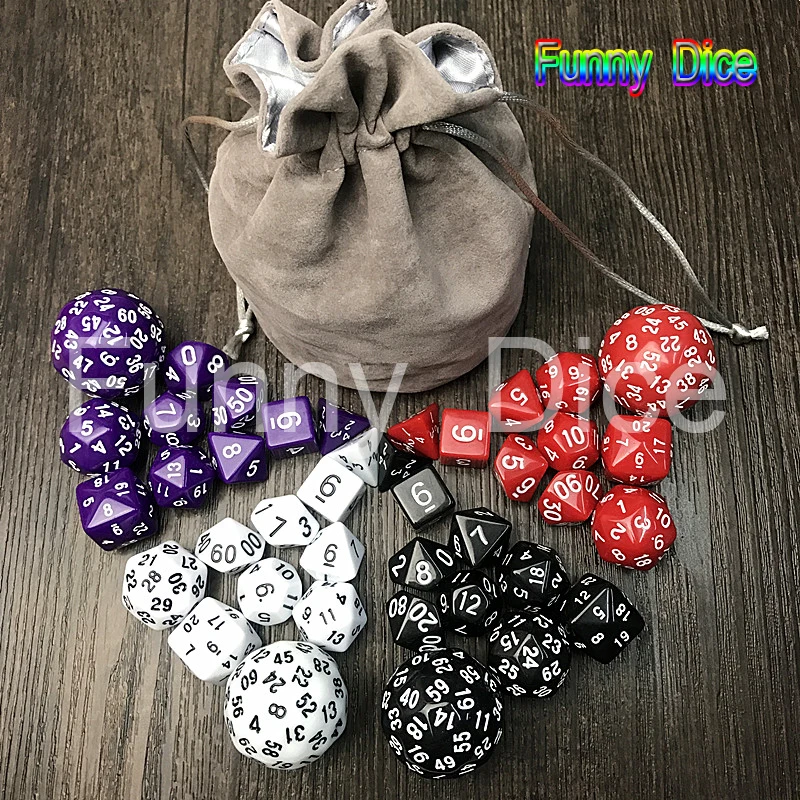 10 шт. набор цифровых игральных костей с сумкой высокого качества 4 цвета d4 d6 d8 2xd10