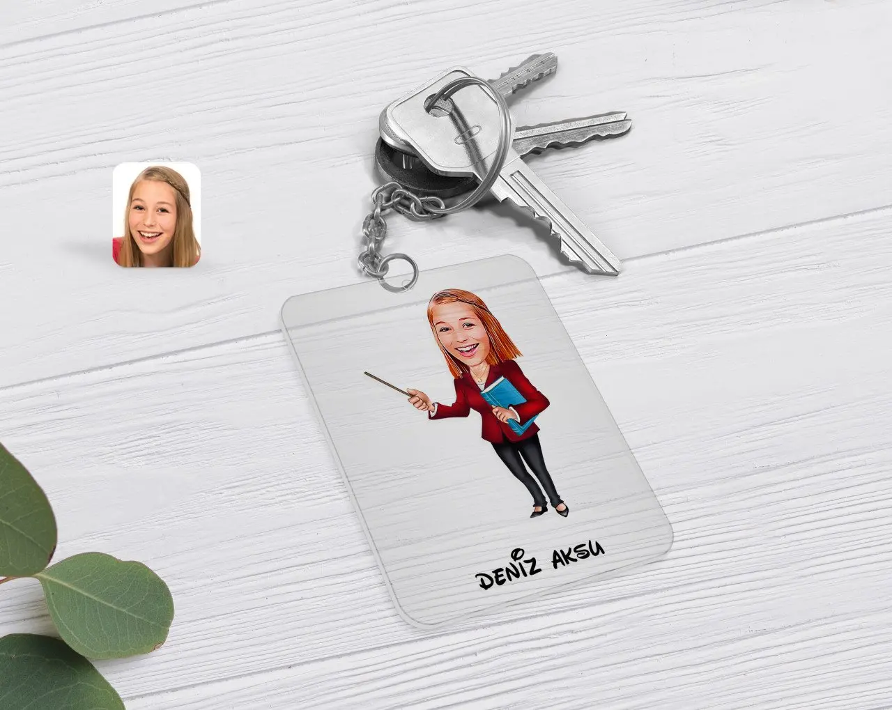 

Персонализированный женский учитель карикатура из прозрачного оргстекла anahtarlесли K-3