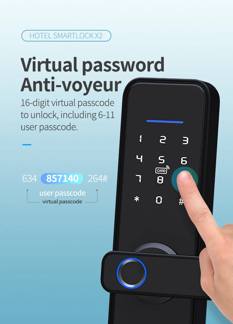 

Tuya Wifi X2 22*200 Bronze Electronic Door Lock Security With Tuya Remotely/Biometric Fingerprint/Smart Card/Password/Key Unlock