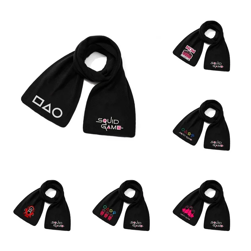 

Новинка корейский шарф для игры в ТВ-кальмар Зимние теплые плюшевые шарфы с мультяшным принтом для косплея на Хэллоуин для мужчин и женщин ...