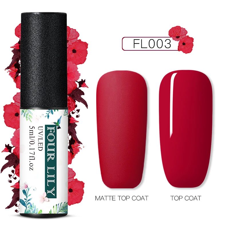 Матовое верхнее покрытие с четырьмя лилилиями дизайнерский Гель лак