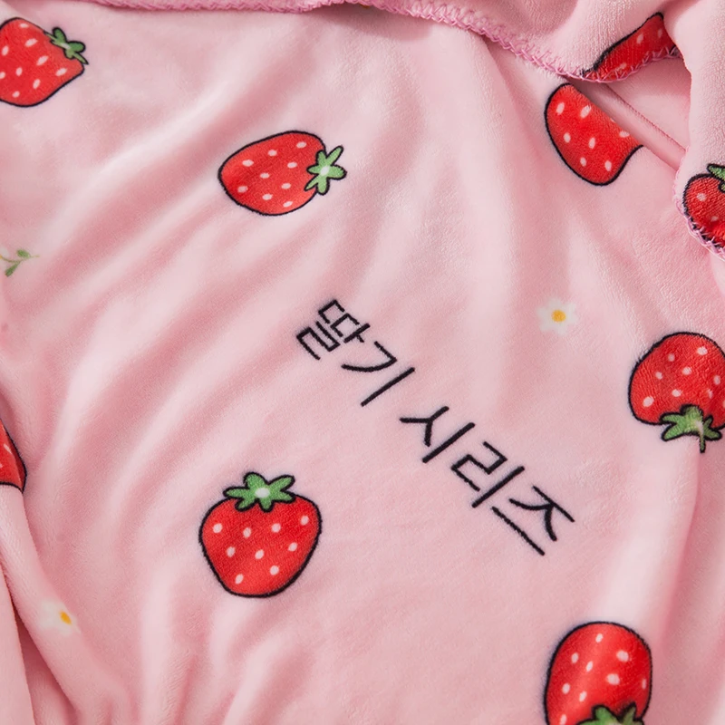 Strawberry blankets fashion twin girls Throw Flannel blanket on Bed/car/sofa cartoon kids rugs fruits double | Дом и сад