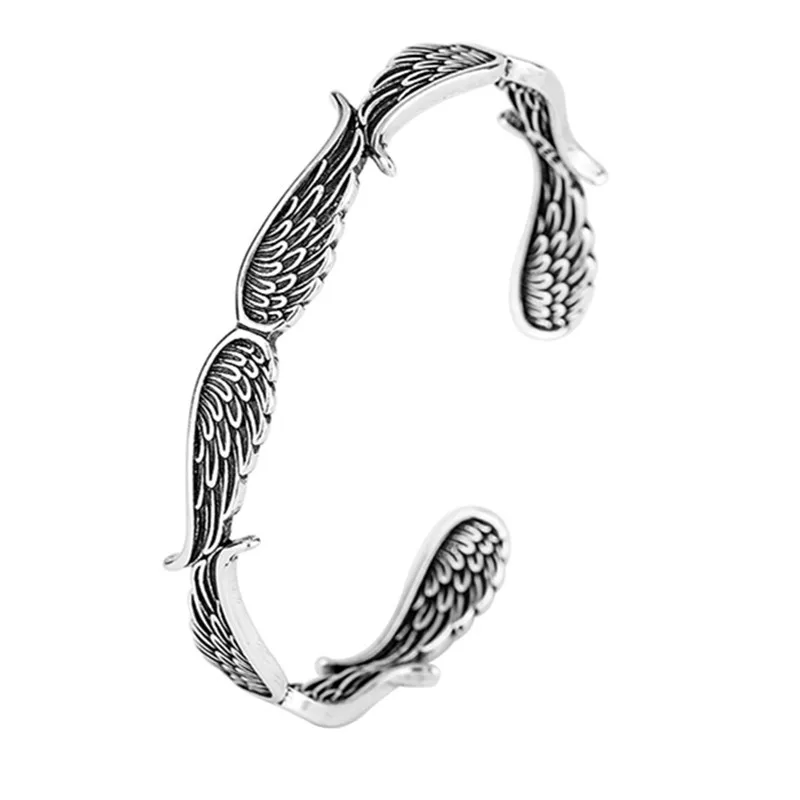 Минималистичный металлический Открытый браслет ангельские крылья для мужчин и