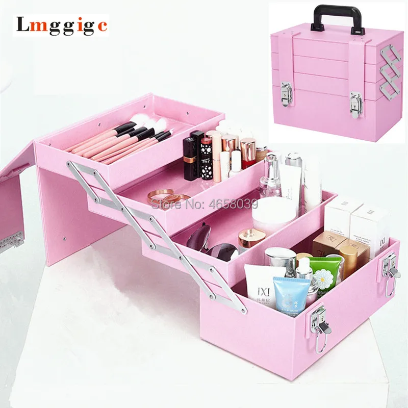 Портативная коробка для макияжа косметический Чехол сумка масштабируемый ящик