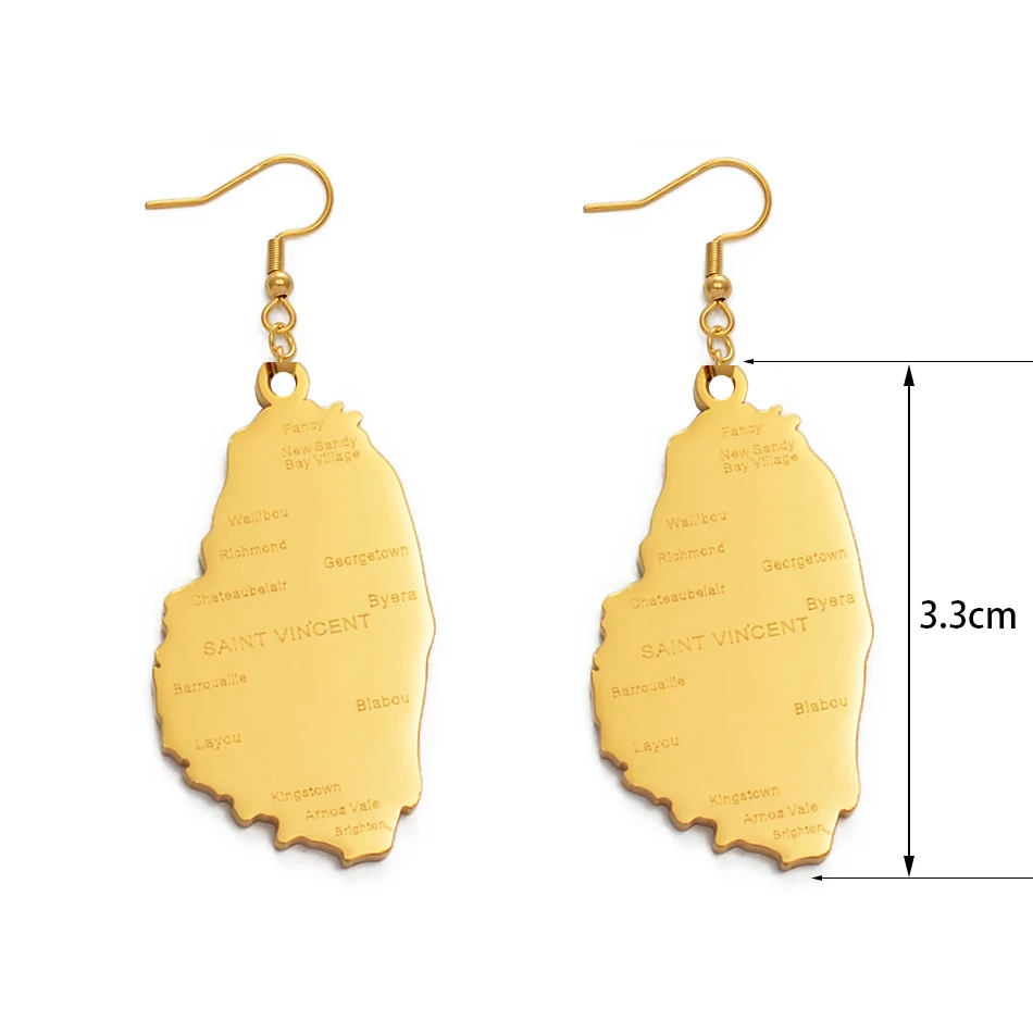 

Anniyo ST. Vincent Map With City Name Earrings Gold Color Saint Vincent Maps Jewelry Gifts #121321P