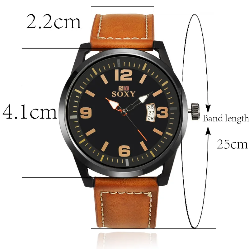 

2019 Men's Watches Top Brand Sport Stainless Steel Case Leather Band Watch Men's Watch Clock saat reloj hombre