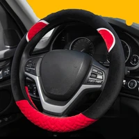 winter short plush car steering wheel cover cartoon cute panda car handle cover comfortable touch auto decoration accessories