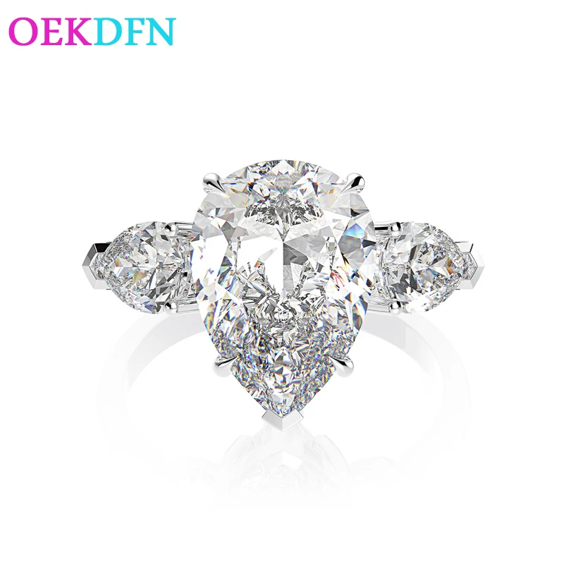 

OEKDFN 100% S925 Sterling Silver Ring For Women Pink White Yellow Blue Gemstone Zircon Engagement Wedding Jewelry Rings Gift
