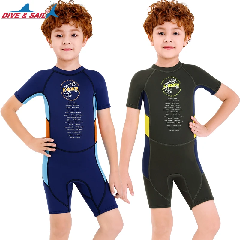 

Kids Wetsuit Shorty One-piece Neoprene Suit 2.5mm Back Zip Keep Warm for Swim, Surf, Dive, Scuba Dive, Snorkeling Boys Girls